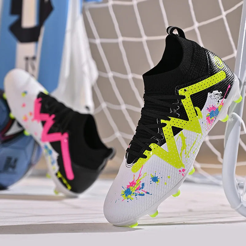 Chaussures de football pour homme, chaussures de sport professionnelles, crampons FG à crampons longs pour homme, chaussures de sport d'extérieur, chaussures d'entraînement, chaussures antidérapantes