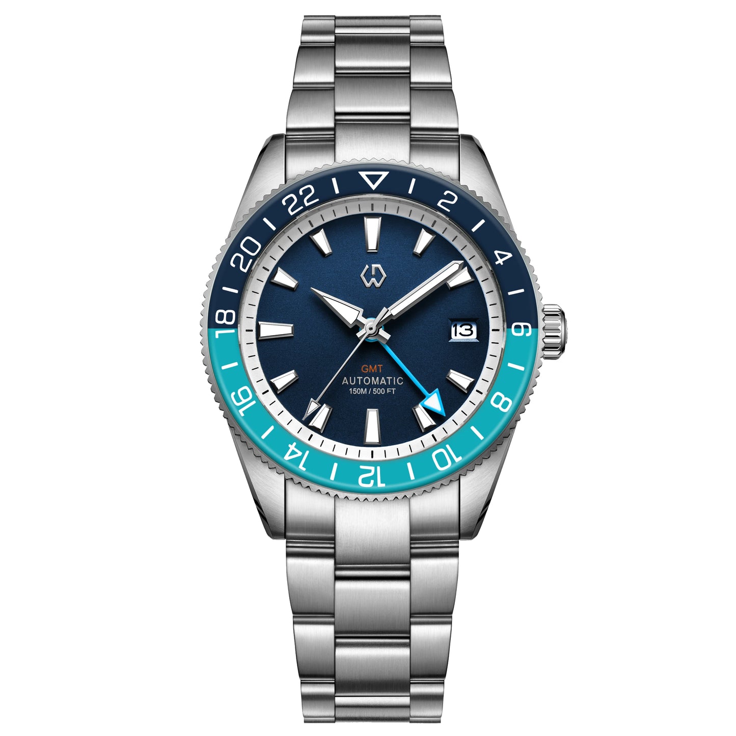 WISHDOIT 2025 New NH34 Men's Sports Automatic Mechanical GMT Sapphire Stainless Steel Waterproof 15 ATM With Rubber Strap