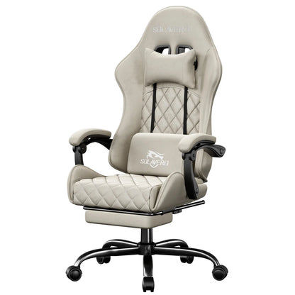Ergonomic Massage Gaming Chair with Fabric Comfort, Adjustable Computer Office Chair, 360° Swivel Reclining Game Chair with Headrest & Lumbar Support