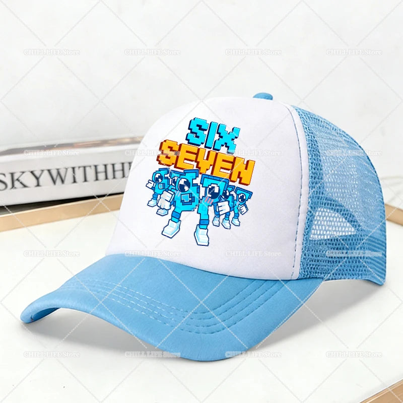Steal A Brainrot Mesh Baseball Caps Cartoon 67 Six Seven Adult Kids Sports Hats Boys Girls Summer Outdoor Sunshade Peaked Caps
