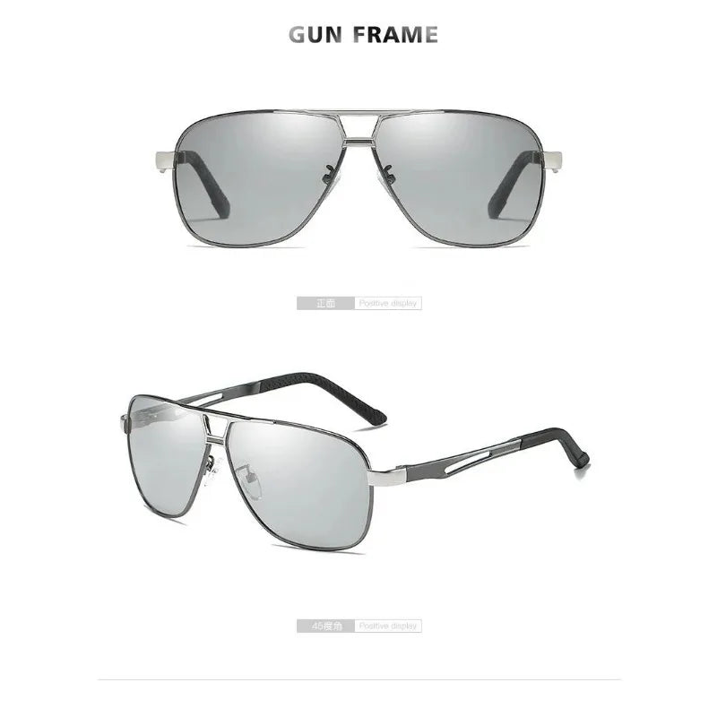 Huippulaatuiset alumiini-magnesium-neliönmuotoiset polarisoidut fotokromaattiset aurinkolasit miehille – sotilas-, turva- ja ajolasit Oculos De Sol Masculino