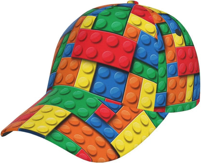Zabawna czapka z daszkiem z nadrukiem klocków dla kobiet i mężczyzn, regulowana czapka typu snapback z brokatem, modna czapka z daszkiem
