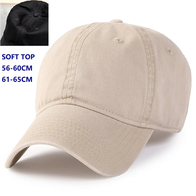 Baseballová čepice Big Head Plus Size, 100 % bavlna, vhodná pro muže i ženy, nastavitelná, čepice typu „dad hat“, nadměrná velikost 58–60 cm, 61–65 cm