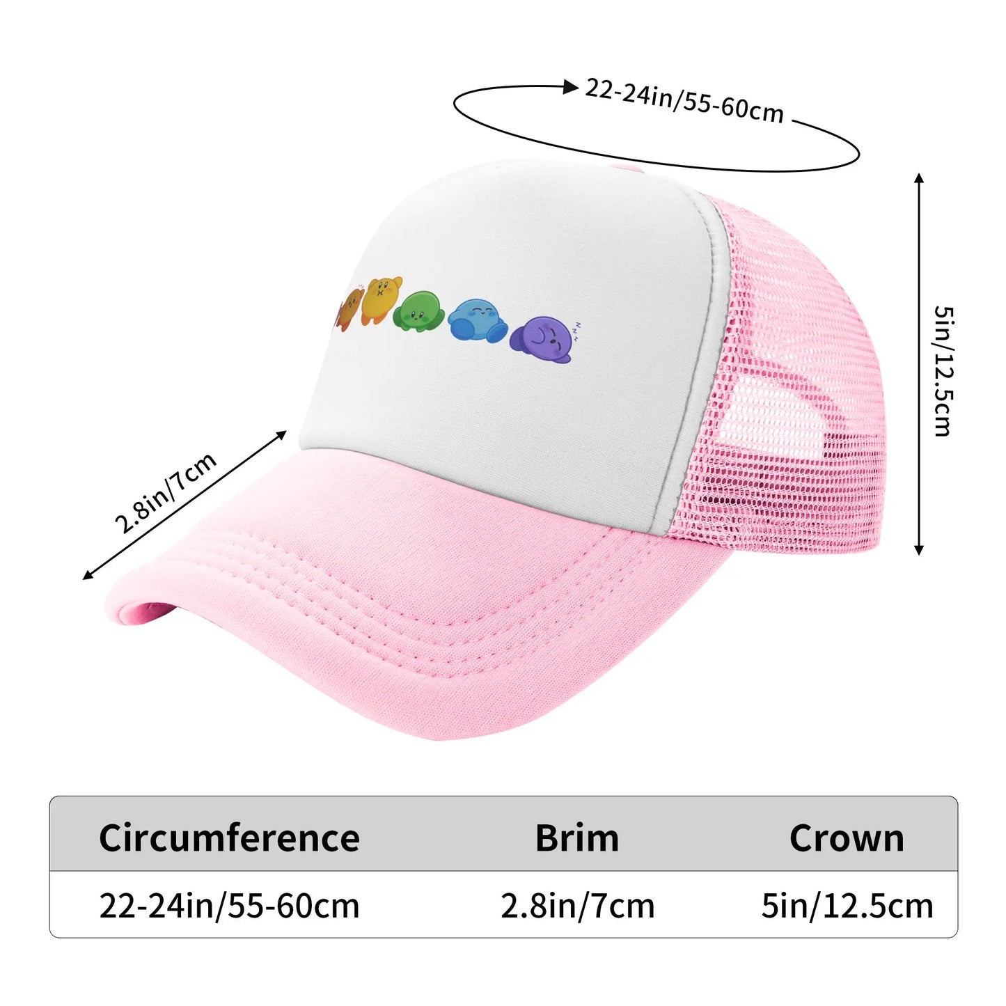 Adult Kirbys Rainbow Trucker Caps Vintage Mesh Baseball Caps Snapback Caps  Dad Hat Sun Hat Breathable Sports Cap Wholesale New
