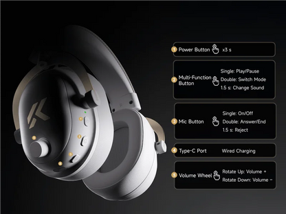 Auriculares gaming inalámbricos MCHOSE V9 Turbo con sonido envolvente 7.1, RGB, auriculares esports con drivers de 60mm, micrófono con cancelación de ruido y base de carga