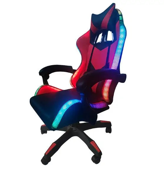RGB Gaming Chair with LED Lights, Leather Racing Style Massage Gaming Chair, Adjustable Swivel Office Chair with Gas Lift and Ergonomic Design