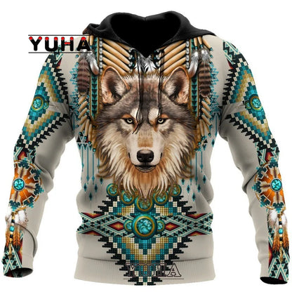 Felpa con cappuccio e felpa da uomo unisex casual autunnale New Wolf Tattoo Vegvisir nero bianco 3D con stampa integrale