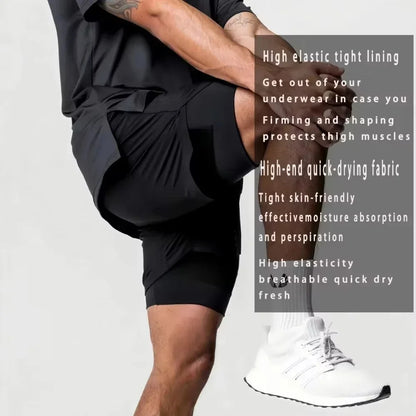 Dragon Ball Men's Double Shorts Vegeta Japanese Anime Summer Fake Two-piece Sports Shorts 2-in-1 Harajuku Y2K Fitness Pants