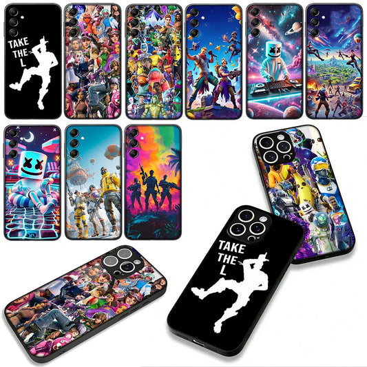 Capa com wallpaper de jogo F-ForTnites para Samsung Galaxy A07 A13 A12 A23 A42 A50 A51 A52 A53 A70 A71 A72 A21S A04 Note 20 9 8 10