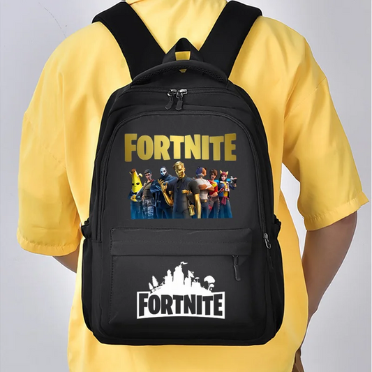 Mochila Fortnite para Crianças, Portátil e de Grande Capacidade, Mala Escolar de Estudante com Estampado Cartoon e Alças de Ombro, Material Escolar para Rapazes, Presente