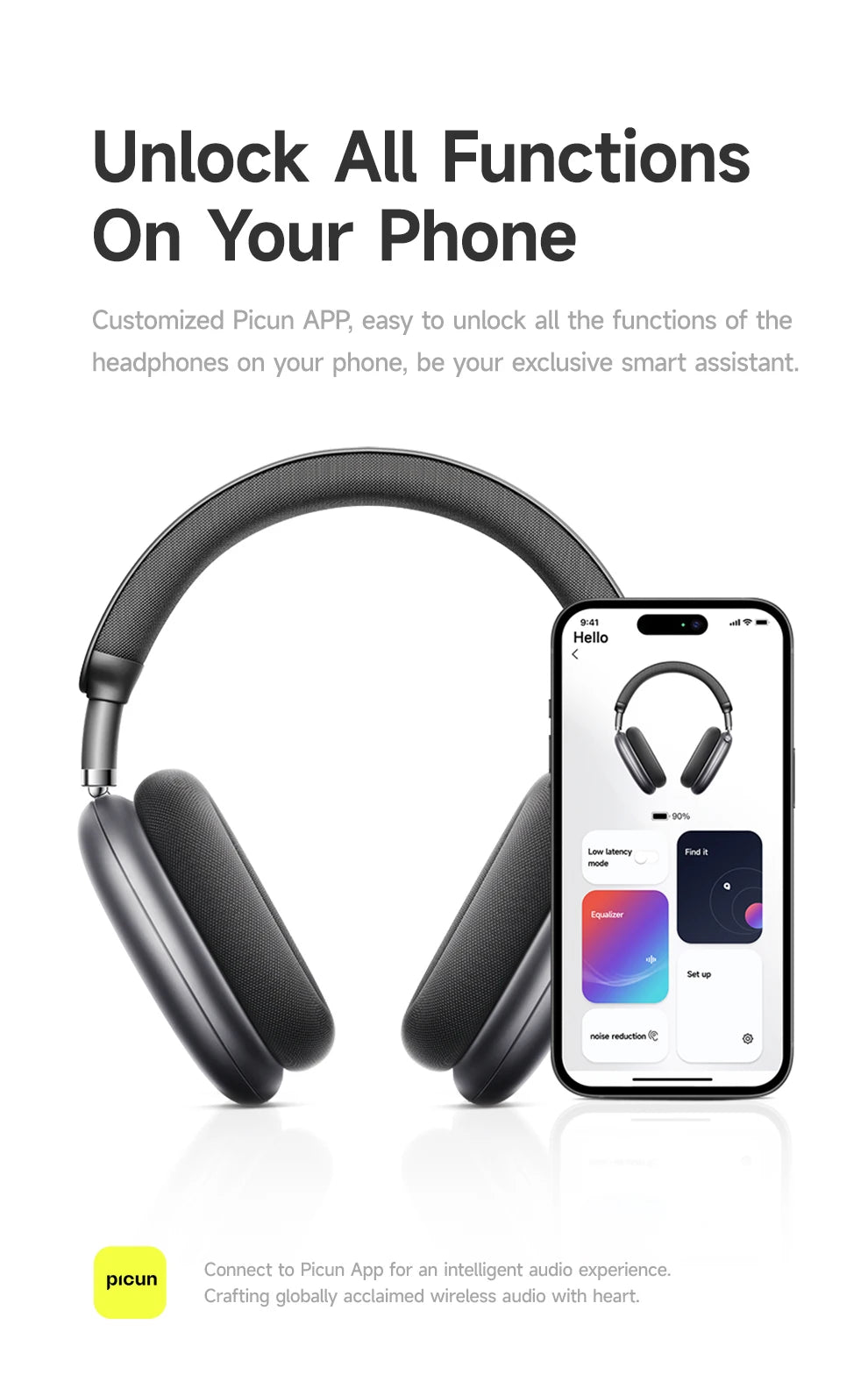 Auriculares inalámbricos Picun F8 Pro ANC con seguimiento de cabeza, audio espacial 3D, ANC -52dB, sonido HIFI, Bluetooth, micrófono HD ENC, baja latencia y APP