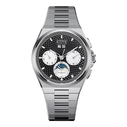 BONEST GATTI 2026 New Men's Automatic Watch 316L Stainless Steel Luminous Date Week Month 24H Display Business Mechanical Watch