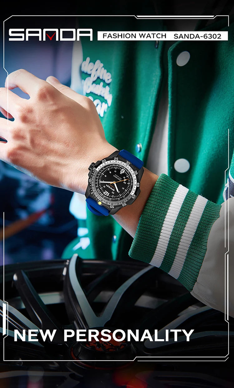 SANDA Luxury Men's Solar-powered Watch Creative Quartz Dial Luminous Hands Waterproof Sport Student Wristwatch Innovative Design