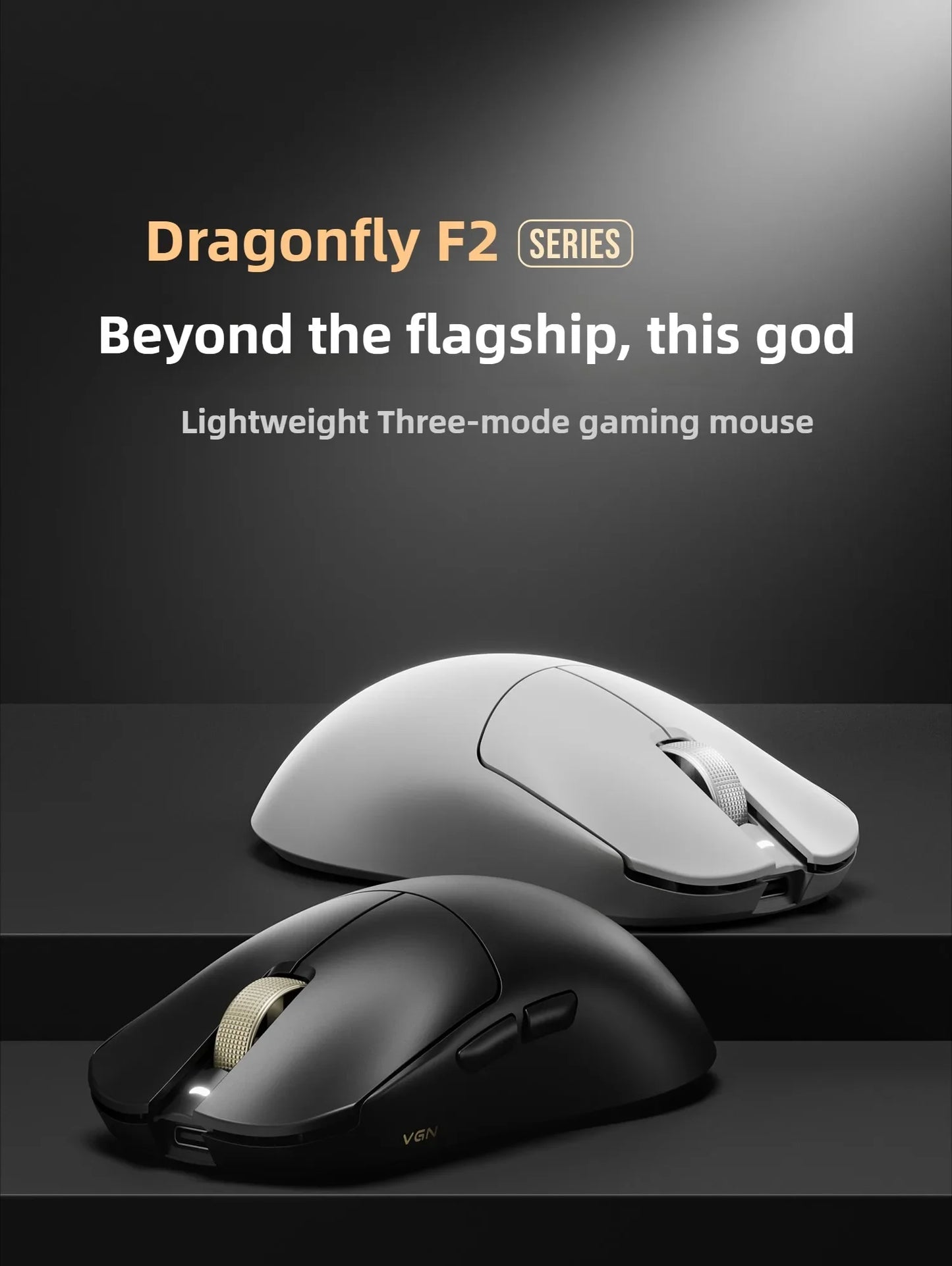 VGN Dragonfly F2 ProMax/Ultra esportovní herní myš 42000DPI 0.125ms pro CS:GO, nízká latence, kabelová/bezdrátová, duální 8K, 3 režimy, PAW3395/3950