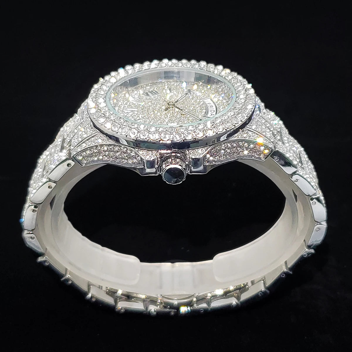 Men's Gold Quartz Watches Calendar Week Display Diamond Watch For Man Dropshipping