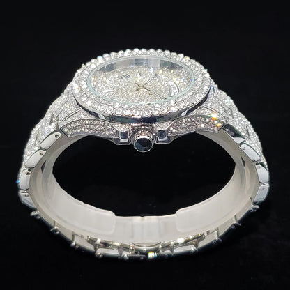 Men's Gold Quartz Watches Calendar Week Display Diamond Watch For Man Dropshipping