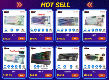 RK ROYAL KLUDGE S98 Mechanical Keyboard Top Mount TFT Screen 98 Keys RGB BT5.0/2.4G/USB-C Wireless Gamer Keyboard Hot Swappable