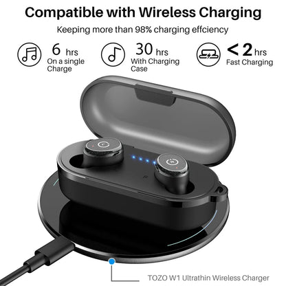 TOZO T10 Bluetooth 5.3 Earphones, Wireless Headphones, AI Enhanced Calling With Deep Bass, IPX8 Waterproof Earbuds, 45H Play