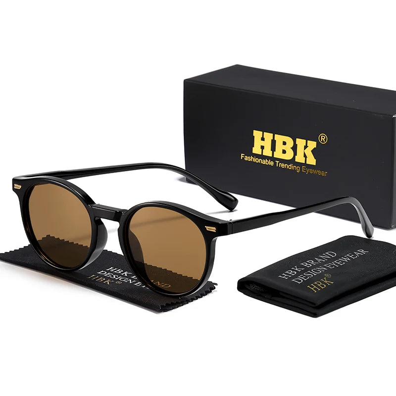 HBK Fashion polarizované sluneční brýle pro muže, kulatý rám TR90, módní sluneční brýle pro ženy, na řízení, sportovní, UV400, Lunette De Soleil Homme