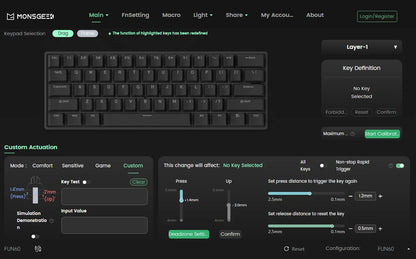 Teclado mecánico MONSGEEK FUN60 PRO&MAX HE con interruptores magnéticos, teclado gaming inalámbrico 60%, Rapid Trigger 8K ARGB personalizable