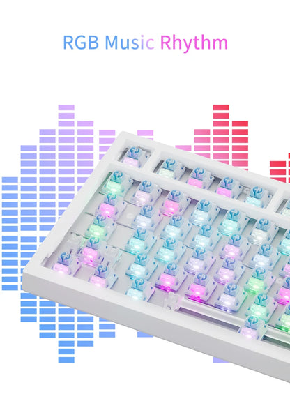 AJAZZ AK820 mechanische Tastatur, 70 % Kompaktlayout/RGB-Beleuchtung/Hot-Swap-fähige Switches, mit kabelgebundener, kabelloser und Bluetooth-Verbindung