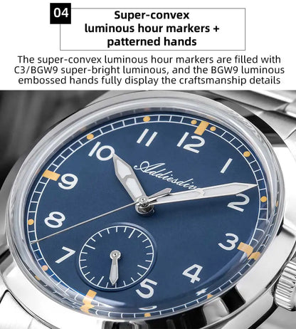 Reloj de cuarzo ADDIESDIVE de 36mm para hombre VH60, luminoso BGW9, cristal abombado tipo burbuja, cubierta de vidrio, resistente al agua 10Bar, acero inoxidable