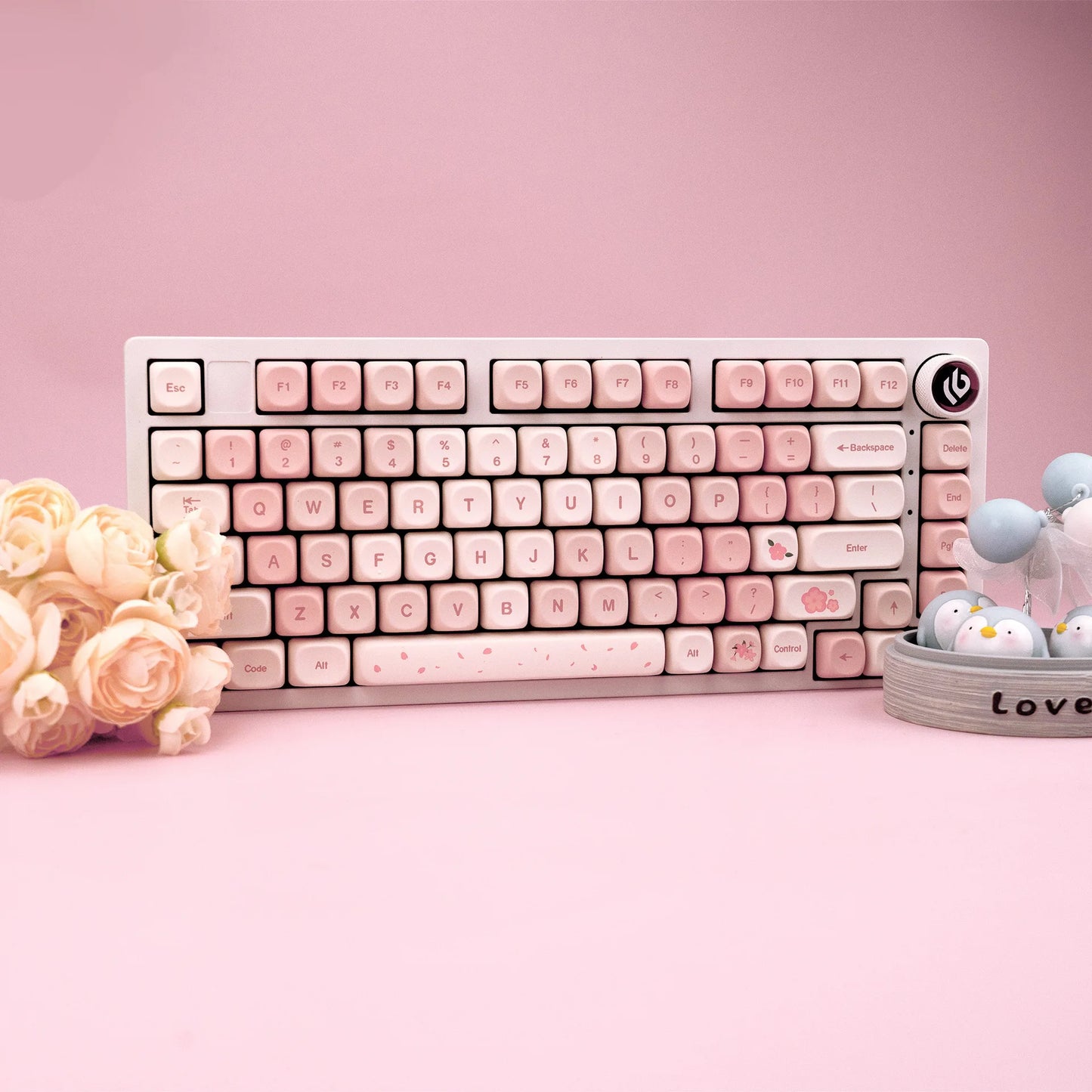 Sakura Pink MOA Keycaps PBT 142 Keys Cream Strawberry for 60/64/84/98/108 Gaming Mechanical Keyboard MX Switch