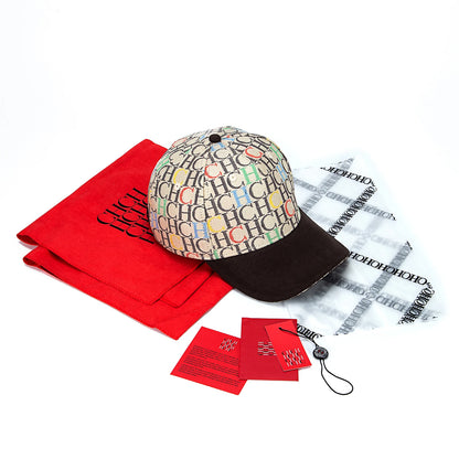 Czapka baseballowa z nadrukiem monogramu CH, usztywniona, regulowana, unisex, typu „dad hat”, z daszkiem przeciwsłonecznym, w stylu streetwear, czarna, z tkaniny, czapka codzienna