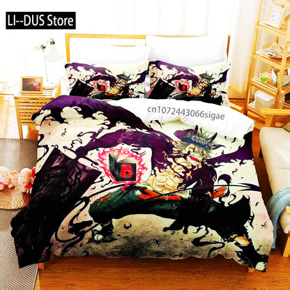 Black Clover Bedding Set Single Double Full Queen King Size Anime Duvet Cover Set For Adults Boys 2024 Quilt Cover Pillowcase
