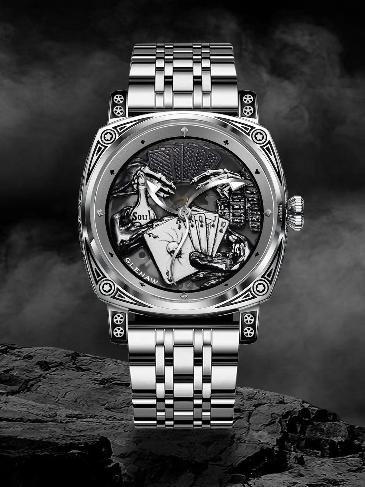 Glenaw Poker Series Top Brand Luxury Fashion Personalized Fully Automatic Mechanical Gold Watch Men's Waterproof Watch