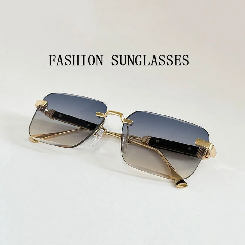 Čtvercové sluneční brýle pro ženy, trendy vintage designové bezrámové sluneční brýle pro muže, módní brýle na dovolenou, Lentes De Sol Mujer