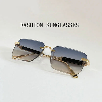 Čtvercové sluneční brýle pro ženy, trendy vintage designové bezrámové sluneční brýle pro muže, módní brýle na dovolenou, Lentes De Sol Mujer