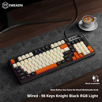Teclado gaming de oficina EWEADN G98, membrana con retroiluminación arcoíris, USB con cable, externo y silencioso, área numérica, diseño Digh