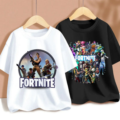Summer Fortnites Children T-shirt Cartoon Game Figure Printed T-shirt Boys Casual Sports T-shirt Short Sleeves Kids Clothing