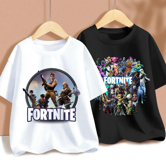 Summer Fortnites Children T-shirt Cartoon Game Figure Printed T-shirt Boys Casual Sports T-shirt Short Sleeves Kids Clothing