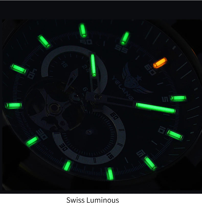 Yelang V1024 Men Brand Watches 44mm Japan miyota 82S7 Automatic Mechanical movement Luminous Men 100m Waterproof Watch business