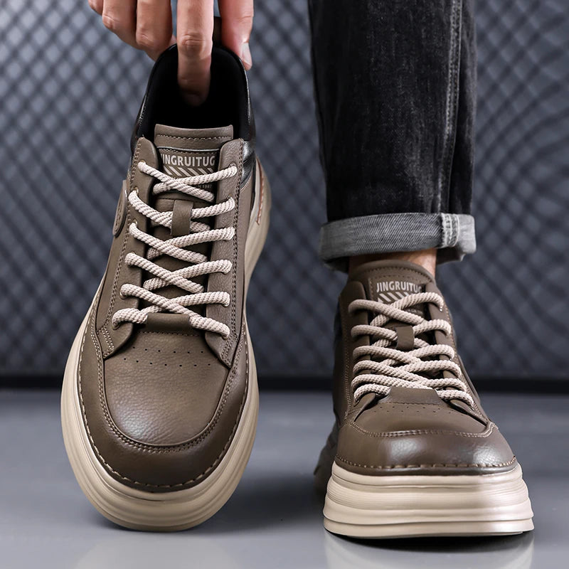 High Quality Mens Casual Leather Thick Bottom Oxford Shoes Fashion Outdoor Flat Top Quality Oxford Shoes Handmade Walking Shoes