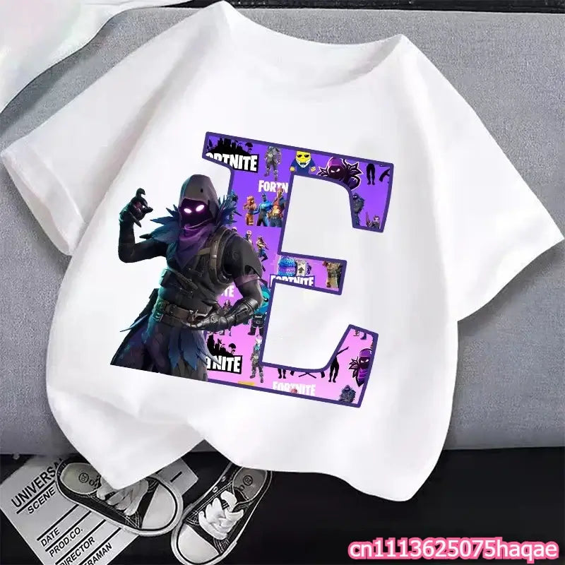 New Fortnites Kids T-shirts Cartoon Letter Graphic T-shirts Boys Girls Summer Casual Sports Short Sleeves Tops Children Clothing