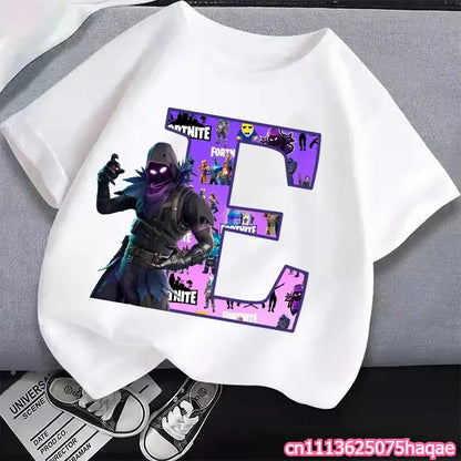 New Fortnites Kids T-shirts Cartoon Letter Graphic T-shirts Boys Girls Summer Casual Sports Short Sleeves Tops Children Clothing