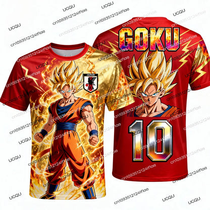 2026 Summer New Adult Men's Dragon Ball Goku 3D Printed Football Jersey T-Shirt Kids Anime T-Shirt Special Football Jersey NO.10