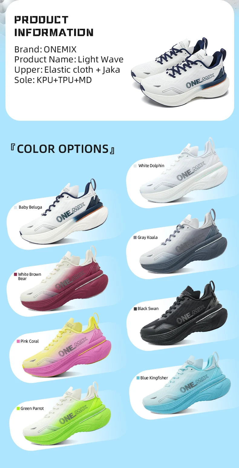 ONEMIX New jogging Running Shoes Women and Men light Sneakers Road Shoes Wear-resistant Fashion Sports Shoes fitness