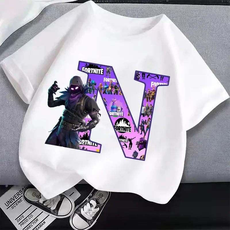 New Fortnites Kids T-shirts Cartoon Letter Graphic T-shirts Boys Girls Summer Casual Sports Short Sleeves Tops Children Clothing