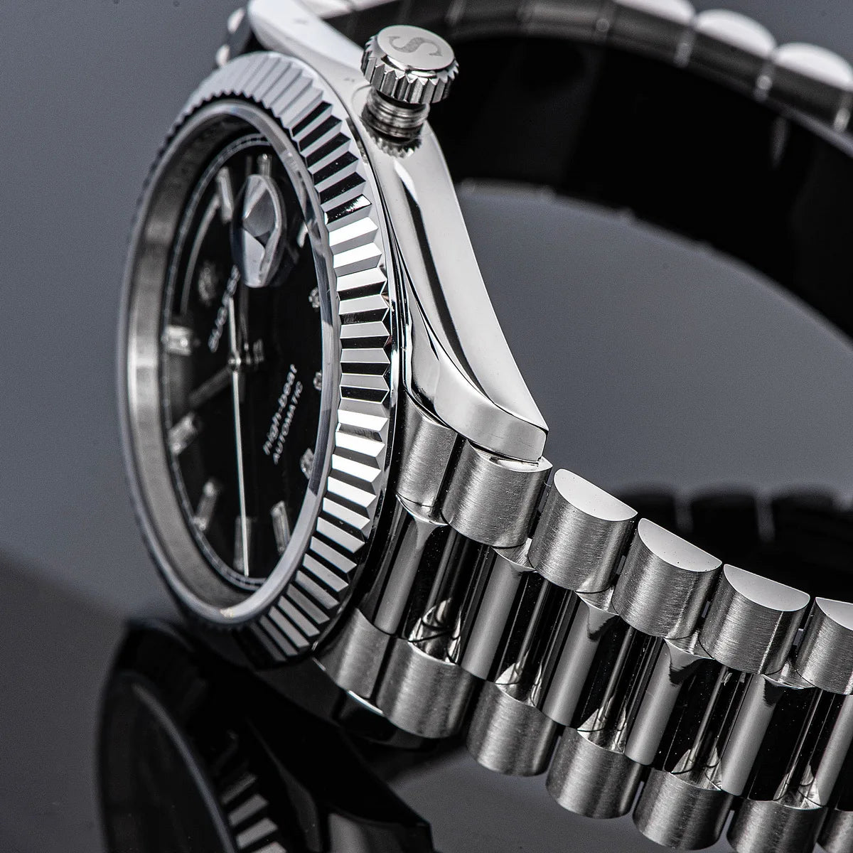 Sugess 40mm Men's Watches Automatic Date Mechanical Day Wristwatch Peacock SL3034 Movement Sapphire Waterproof Luxury Retro New