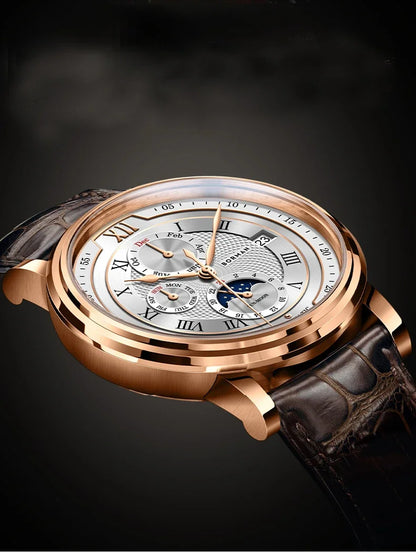 BORMAN BM3868 New 40mm Luxury Men Automatic Mechanical Men's Watches Sapphire Multi-function Waterproof Moon Phase Clocks