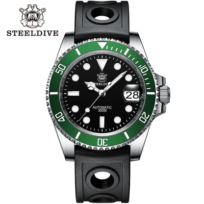 STEELDIVE SD1953 41MM Classic Water Ghost Calendar Magnifier NH35 Mechanical Movement BGW9 Super Luminous 30Bar Waterproof Watch