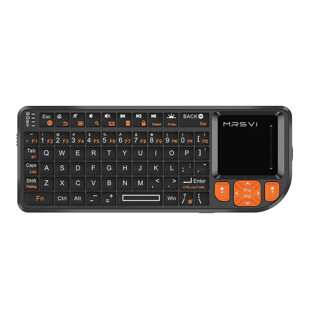 MRSVI Mini Keyboard A8 PLUS, teclado inalámbrico retroiluminado 2.4GHz y Bluetooth5.0 con panel táctil para Android TV Box, Mac, portátil, Windows