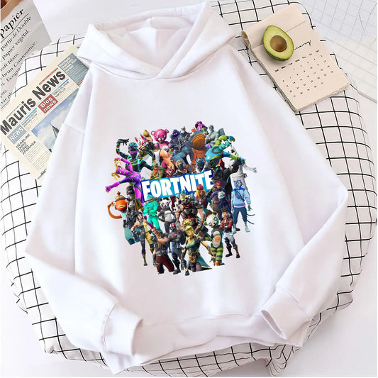 Casacos com capuz Fortnites para criança, sweatshirts anime Fortress Night, hoodies de jogo para primavera e outono, roupa desportiva infantil, presente