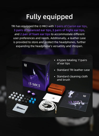 TRI I3 MK3 Hybrid In-Ear Earphones – 3rd Gen Planar BA DD HiFi Wired Earbuds High Resolution Audio