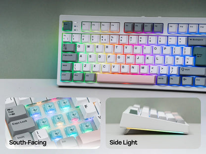ISO-UK-Layout EPOMAKER TH87 TKL-Layout kabelgebundene/BT/2.4Ghz kabellose mechanische NKRO-Tastatur mit 10000mAh-Akku & RGB-Beleuchtung