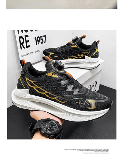 Summer Breathable Casual Sports Shoes for Men, New Fashionable and Versatile Breathable Mesh Rotating Buckle Running Shoes Suitable for Outdoor Sports and Daily Wear